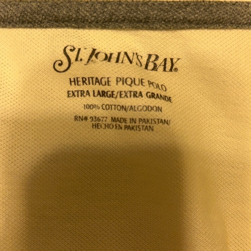 Men’s Pre Own As Is St Johns Bay XL Size Yellow Polo Shirt Cotton - Picture 2 of 3
